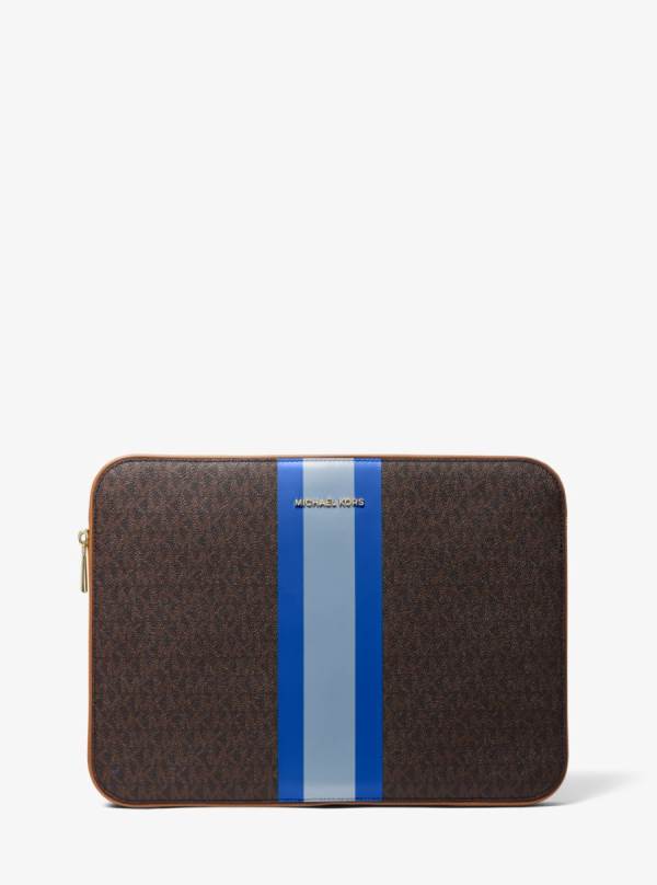 Damske Spojková Taška Michael Kors Jet Set Logo Stripe 13 Inch Laptop Case Modre - Kabelky Michael Kors Levně | DGLHB-9305